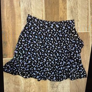 Madewell black floral wrap mini skirt